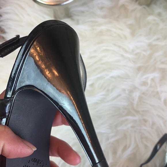Calvin Klein Women’s Black Patent Open Toe Pumps Size 8 US - Picture 9 of 14